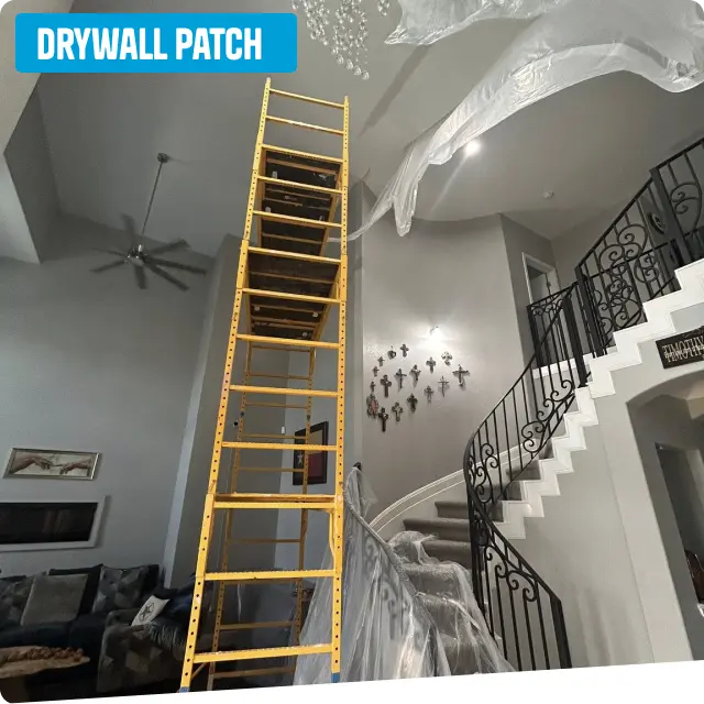 Protected interior drywall patch project